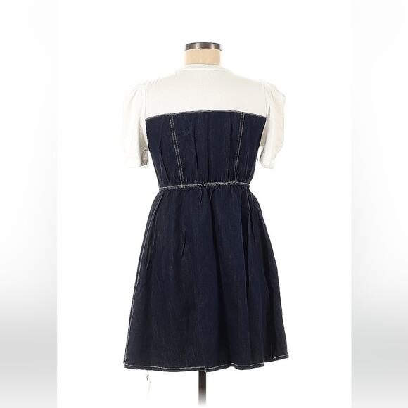 Seattle denim fit and flare button down bustier fit and flare dress, size L - Picture 3 of 7